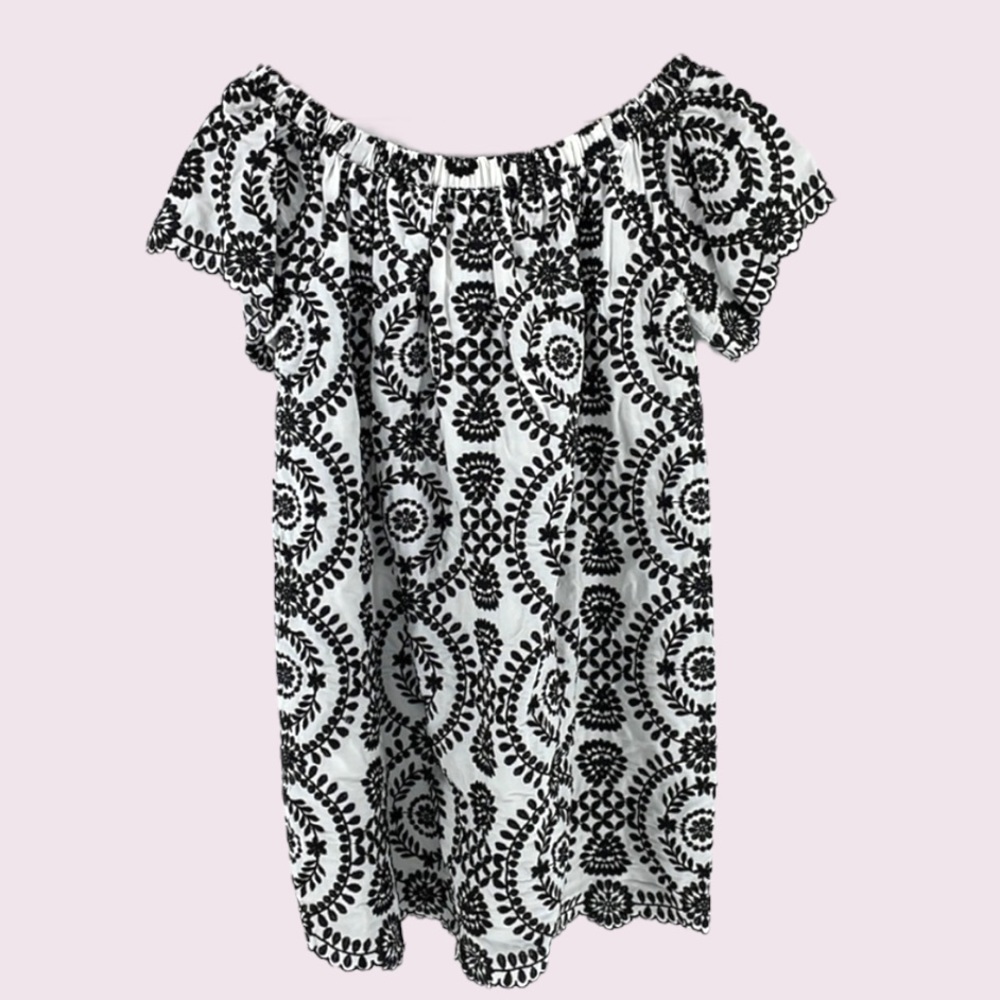 Entro Black and White Off-Shoulder Dress